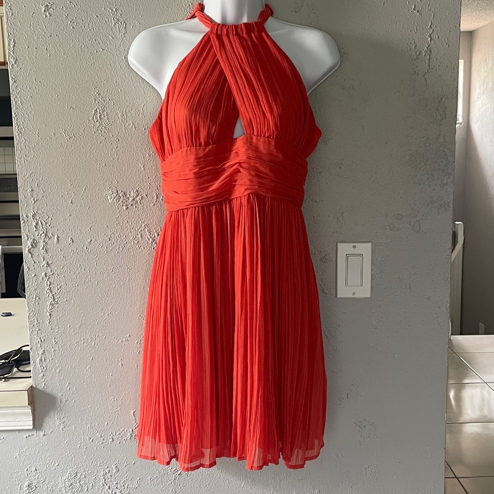 Chic Halter Neck Orange Dress